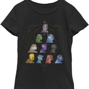 MARVEL Girls Silhouette Heads Black Tee Large T-Shirt The Eternals S/S NEW